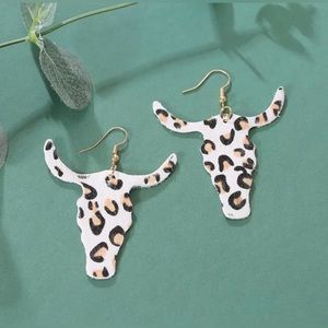 Western Leather Leopard Print Earrings
